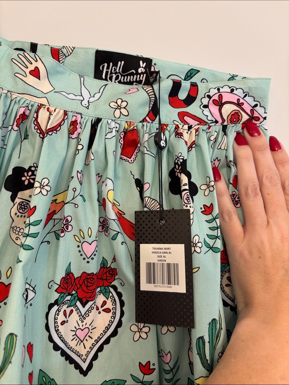 Hell Bunny Mint Green Tijuana skirt - Picture 3 of 5